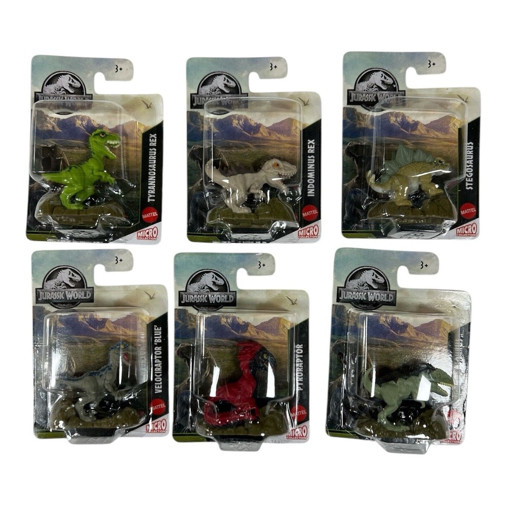 Jurassic World Micro Collection‎ 6-Pack Dinosaur Figures T-Rex Blue Triceratops